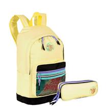 Kit Mochila Grande e Estojo 2 Compartimentos Capricho Candy - Amarelo