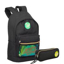 Kit Mochila Grande e Estojo 2 Compartimentos Capricho Candy - Preto Kit Mochila Grande e Estojo 2 Compartimentos Capricho Candy - Preto