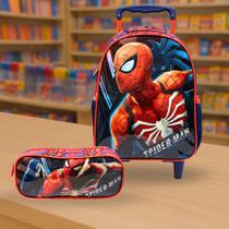 Kit Mochila Homem Aranha Com Rodas Tamanho 16 + Estojo Duplo Spider Man Kit Mochila Homem Aranha Com Rodas Tamanho 16 + Estojo Duplo Spider Man