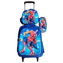 Kit Mochila Homem Aranha em 3D Alto Relevo com Rodinhas + Lancheira Térmica + Estojo Escolar Kit Mochila Homem Aranha em 3D Alto Relevo com Rodinhas + Lancheira Térmica + Estojo Escolar