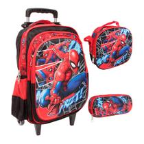Kit Mochila Homem Aranha Rodinha + Lancheira Térmica G