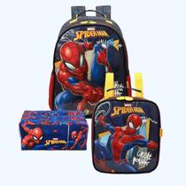 Kit Mochila Homem Aranha Spider Lancheira e Estojo