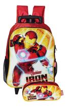 Kit Mochila Homem De Ferro Infantil Masculina Rodinhas Estoj