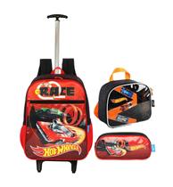 Kit Mochila Hot Wheels Escolar Meninos Estojo Grand