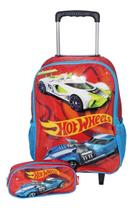 Kit Mochila Hot Wheels Estojo Infantil Rodinhas Oficial Esco