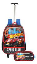 Kit Mochila Hot Wheels Meninos Estojo Escolar Rodinhas Nova