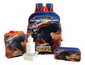 Kit Mochila Hot Wheels Monster Truck Tiger Shark Costas G Kit Mochila Hot Wheels Monster Truck Tiger Shark Costas G
