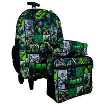 kit mochila hulk carrinho lancheira estojo resistente Completo