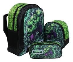 Kit Mochila Hulk T3 Infantil Aulas Costas