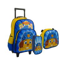 Kit Mochila Infantil 2 Rodinhas Lancheira Estojo Creche Escolar Canine Yepp Patrulha Rescue Carrinho