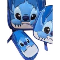 Kit Mochila Infantil 3d Personagem Menino Escola Creche Stichiii Azul