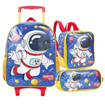 Kit Mochila Infantil Astronauta Rodinha Lancheira Estojo