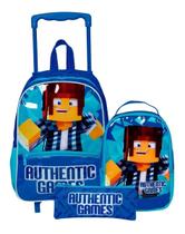 Kit Mochila Infantil Authentic Games Meninos Rodinhas G Azul