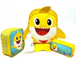 Kit Mochila Infantil Baby Shark Costas M Bebe Tubarão Amre Kit Mochila Infantil Baby Shark Costas M Bebe Tubarão Amre