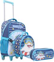 Kit Mochila Infantil Baby Shark Rodinhas MIM6325-C