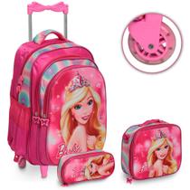 Kit Mochila Infantil Barbie 3d Rodinha Juvenil Resistente