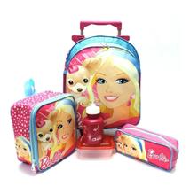 Kit Mochila Infantil Barbie Brilho Pets Rodinhas M 2019 F5