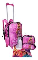 Kit Mochila Infantil Barbie Meninas Escolar Rodinhas