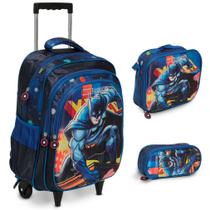 Kit Mochila Infantil Bolsa Carrinho Batman Reforçada Grande