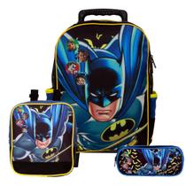 Kit Mochila Infantil Bolsa Carrinho Batman Reforçada Grande
