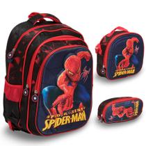 Kit Mochila Infantil Bolsa Homem Aranha Masculina Tam G