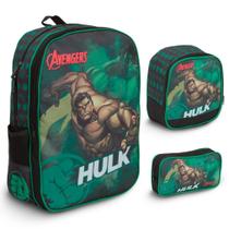 Kit Mochila Infantil Bolsa Hulk Vingadores Passeio Creche