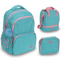Kit Mochila Infantil Bolsa Menina Stitch Costas 3 Peças Kit Mochila Infantil Bolsa Menina Stitch Costas 3 Peças