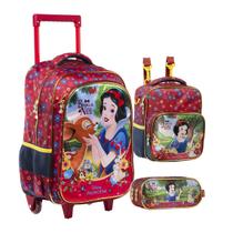 Kit Mochila Infantil Branca de Neve Escolar Lancheira Estojo