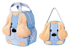 Kit Mochila Infantil Cachorro Azul P + G Bebê Escolar