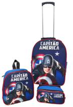 Kit Mochila Infantil Capitão América Azul