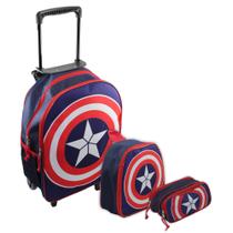 Kit Mochila Infantil Capitão América Escudo Marinho
