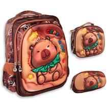Kit Mochila Infantil Capivara Costas Lancheira Reforçada