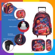Kit Mochila Infantil Carros Rodinha Relâmpago McQueen Tam G