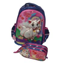 Kit Mochila Infantil Clio Escolar Gatinha Nini c/ Estojo NN7001J