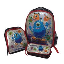 Kit Mochila Infantil Clio Escolar Monstrinho c/ Lancheira e Estojo FT71135