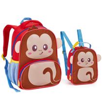 Kit Mochila Infantil Com Alças 13" 9L + Lancheira Térmica Zoop Animais 3D Para Creche e Escola