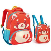 Kit Mochila Infantil Com Alças 13" 9L + Lancheira Térmica Zoop Animais 3D Para Creche e Escola
