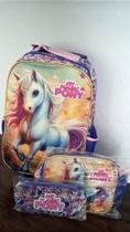 Kit Mochila Infantil com Lancheira e Estojo - My Little Pony - Conjunto Completo para Crianças