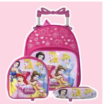 Kit Mochila Infantil Com Rodinha Menina Princesas Estojo