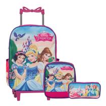 Kit Mochila Infantil Com Rodinha Princesas Lancheira Térmica