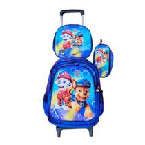 Kit Mochila Infantil com Rodinhas da Patrulha Canina Menino + Lancheira Térmica + Estojo
