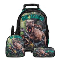 Kit Mochila Infantil com Rodinhas Dinossauros + Lancheira Térmica + Estojo Escolar Kit Mochila Infantil com Rodinhas Dinossauros + Lancheira Térmica + Estojo Escolar