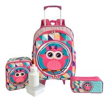Kit Mochila Infantil Corujinha Coruja Meninas Rodinhas M F5