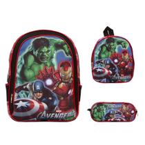 Kit Mochila Infantil Costas Avengers Desenho Passeio Creche