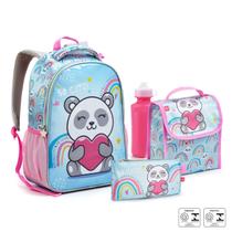 Kit Mochila Infantil Costas Escolar Gato Panda Coala 5 peças