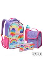 Kit Mochila Infantil Costas Escolar Pop It/Rainbow/Sorvete