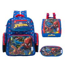 Kit Mochila Infantil Costas Homem Aranha Escolar Menino