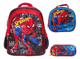 Kit Mochila Infantil Costas Homem Aranha Lancheira Térmica