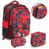 Kit Mochila Infantil Costas Homem Aranha Reforçada Grande Kit Mochila Infantil Costas Homem Aranha Reforçada Grande