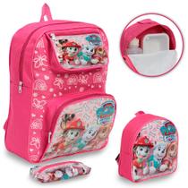 Kit Mochila Infantil Costas Menina Patrulha Canina 3 Pçs